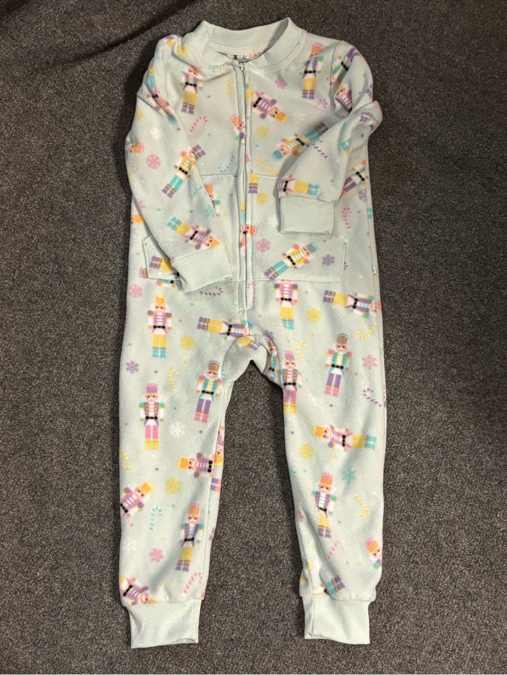 Posh Peanut Light Mint Nutcracker Print Fleece One-Piece